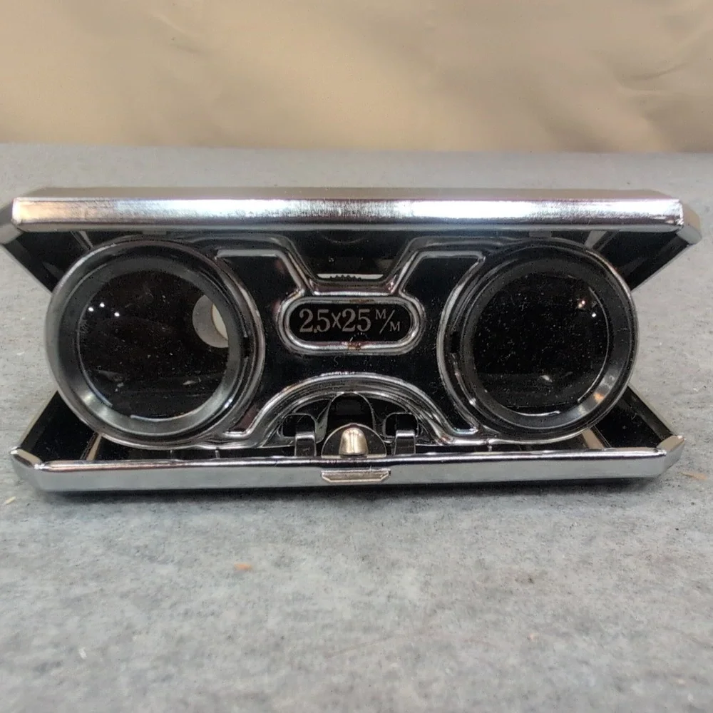 Focal 2.5x25mm Folding Opera Glass Binoculars Chrome Japan 20-20-15 Vintage
